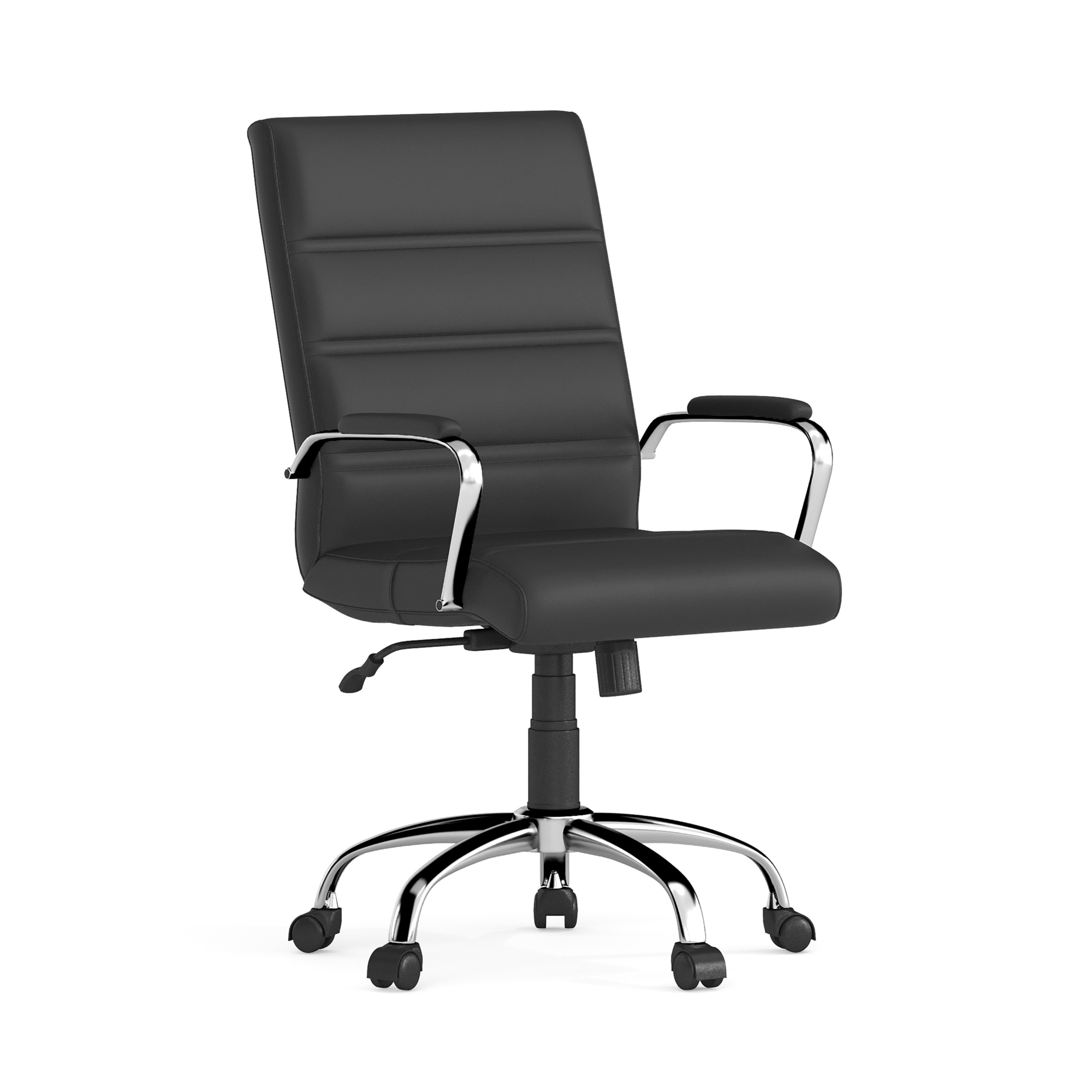 Flash Furniture Mid-Back Leather Office Chair with Chrome Arms, Black, Model# GO2286MBK